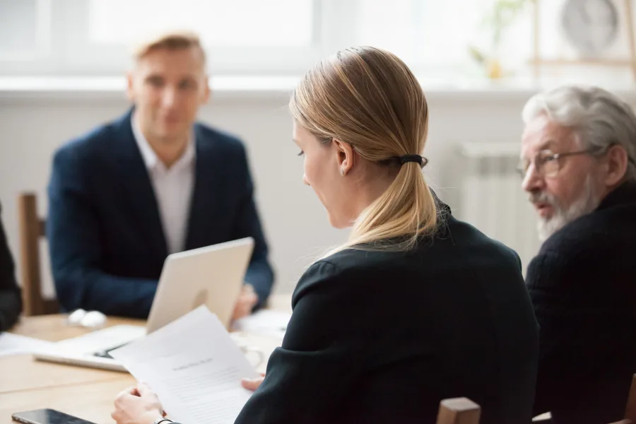 Person meeting with an attorney